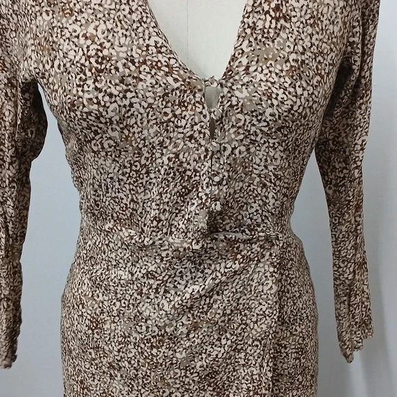 Zara Button Front Wrap Print Mini Dress/ Size L - Picture 5 of 10